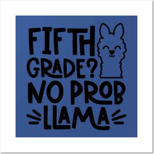 Fifth Grade, No Problem Llama Funny Kids Back to School Posters and Art